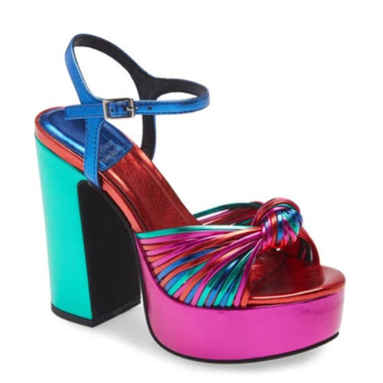 Sandalen mit runden Zehen, hohem Absatz, Slingback – Bild 6 | LuxeStyle