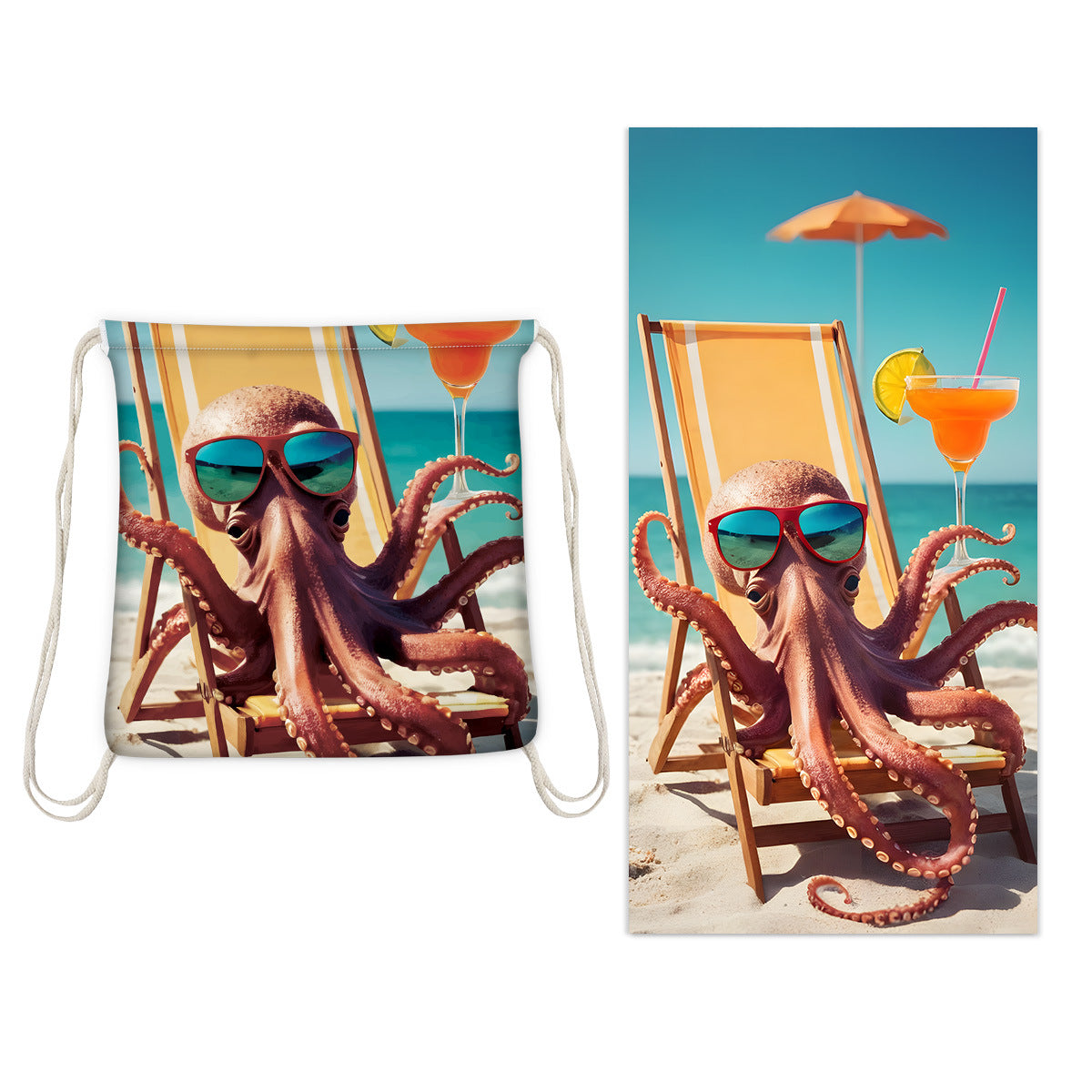 Badetuch mit integriertem Rucksack