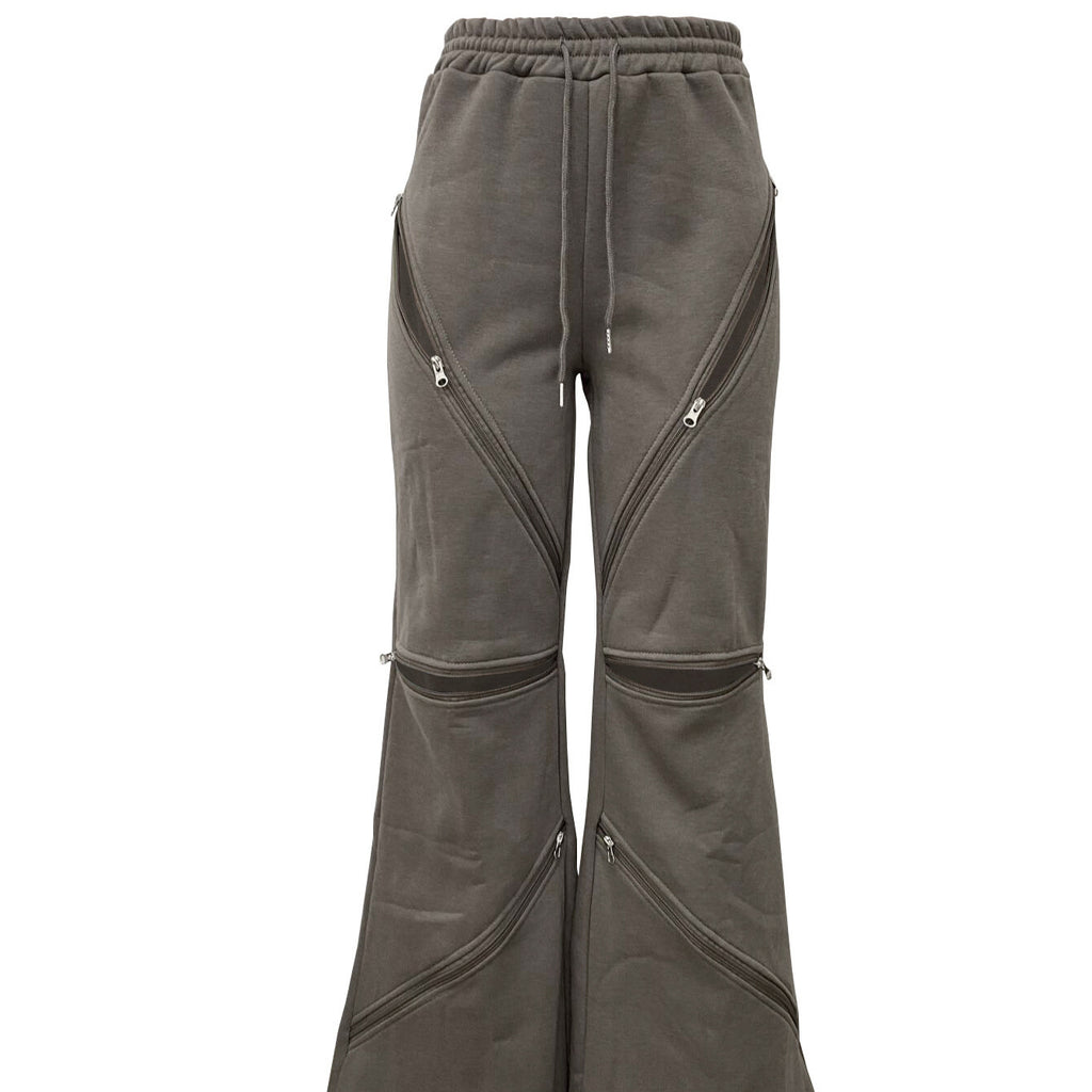Patchwork Wide-Leg Hose mit Reissverschlüssen