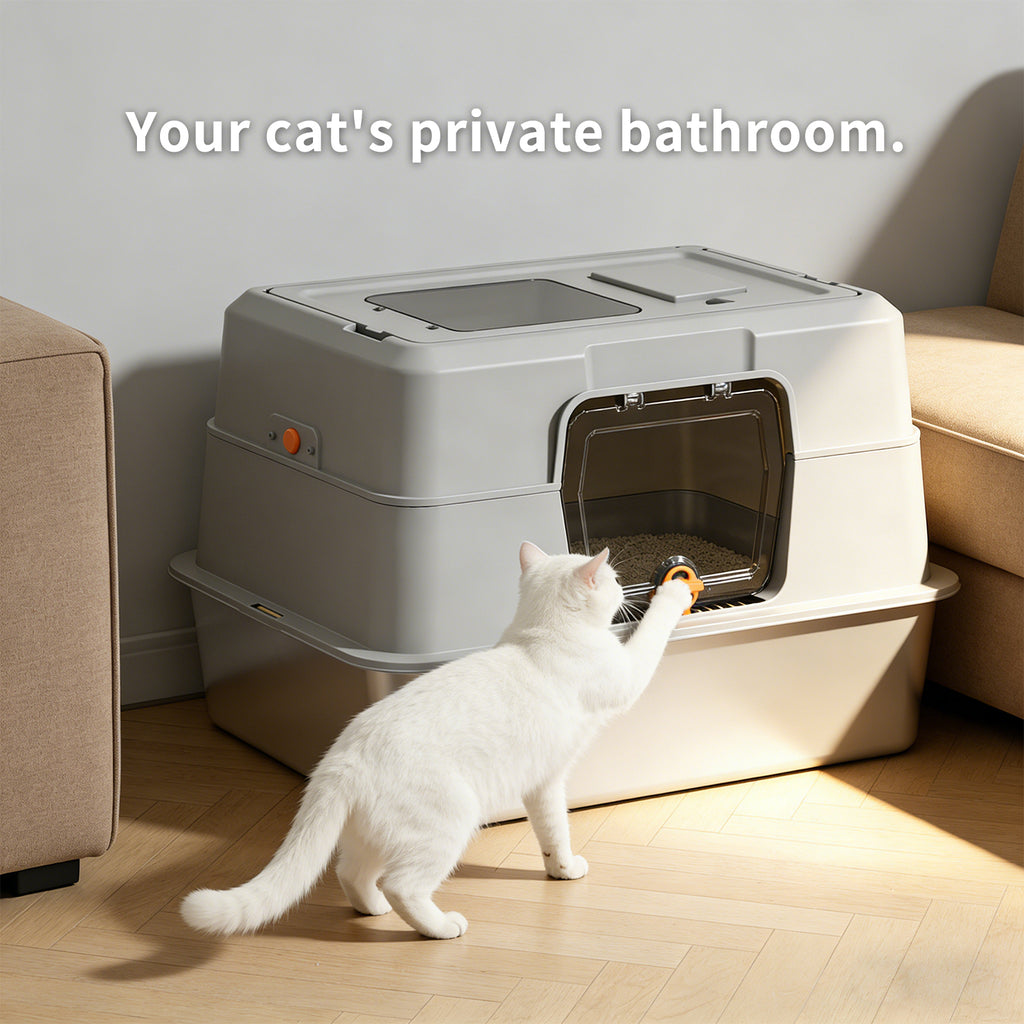 Edelstahl-Katzentoilette, Geruchs- & Spritzschutz