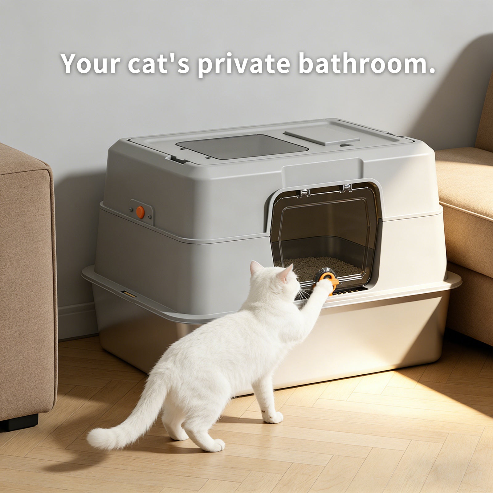 Edelstahl-Katzentoilette, Geruchs- & Spritzschutz