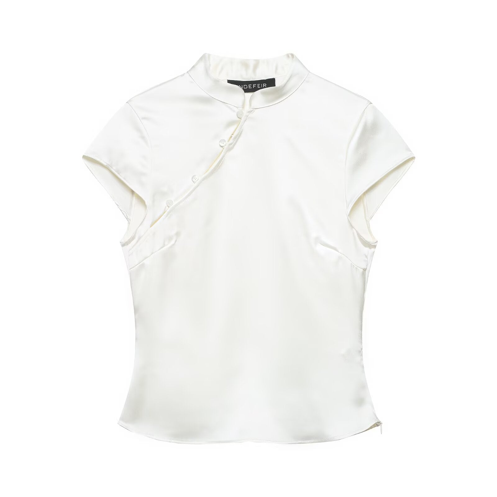 Satin-Top im China-Stil mit Mandarinkragen