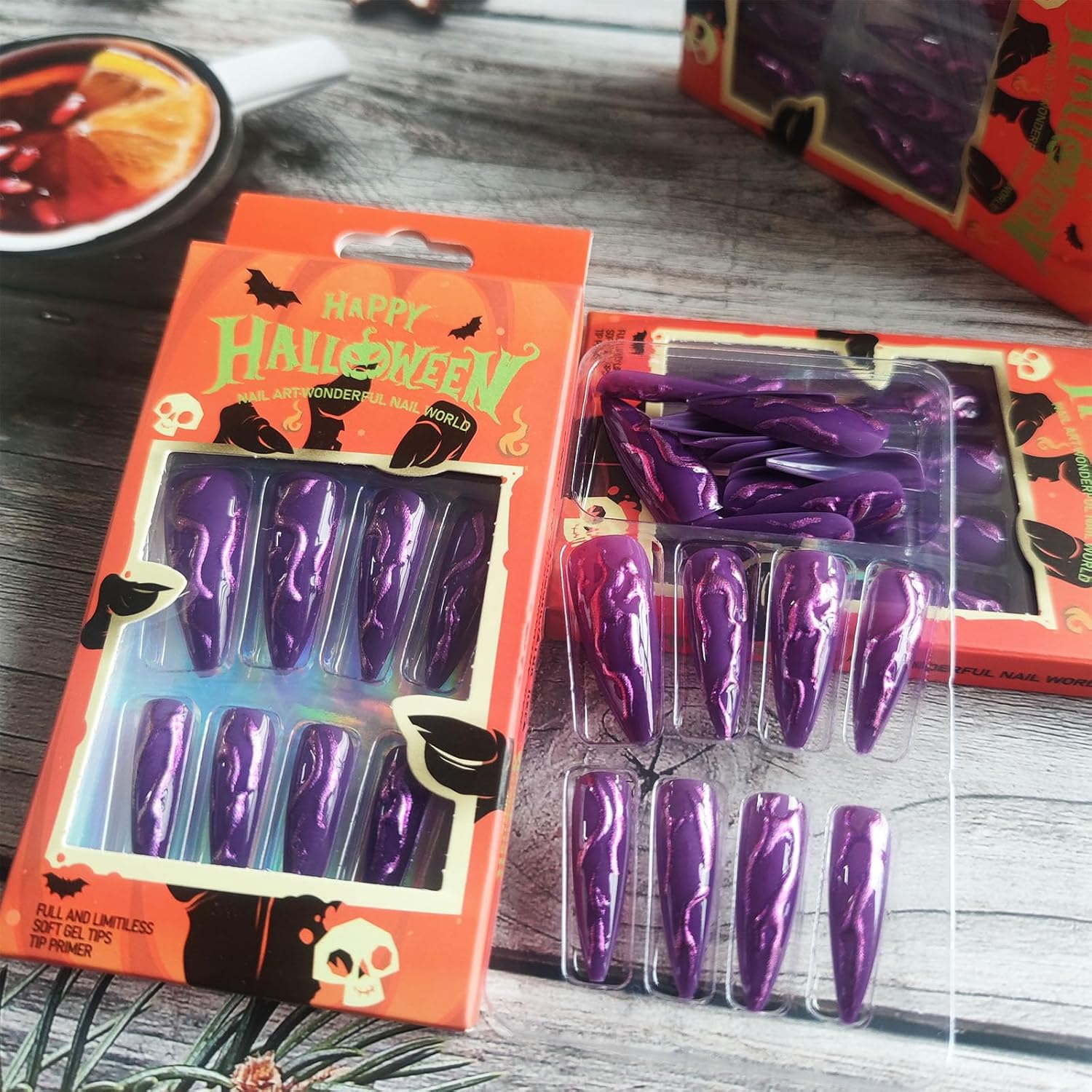 Devil's Claws Press On Nails, Violett Glitzer – Ansicht 4