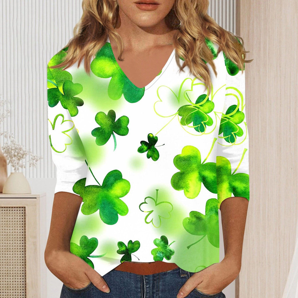 V-Ausschnitt Langarmshirt mit Print