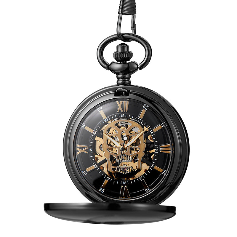 Retro-Skelett-Taschenuhr mit Klappdeckel