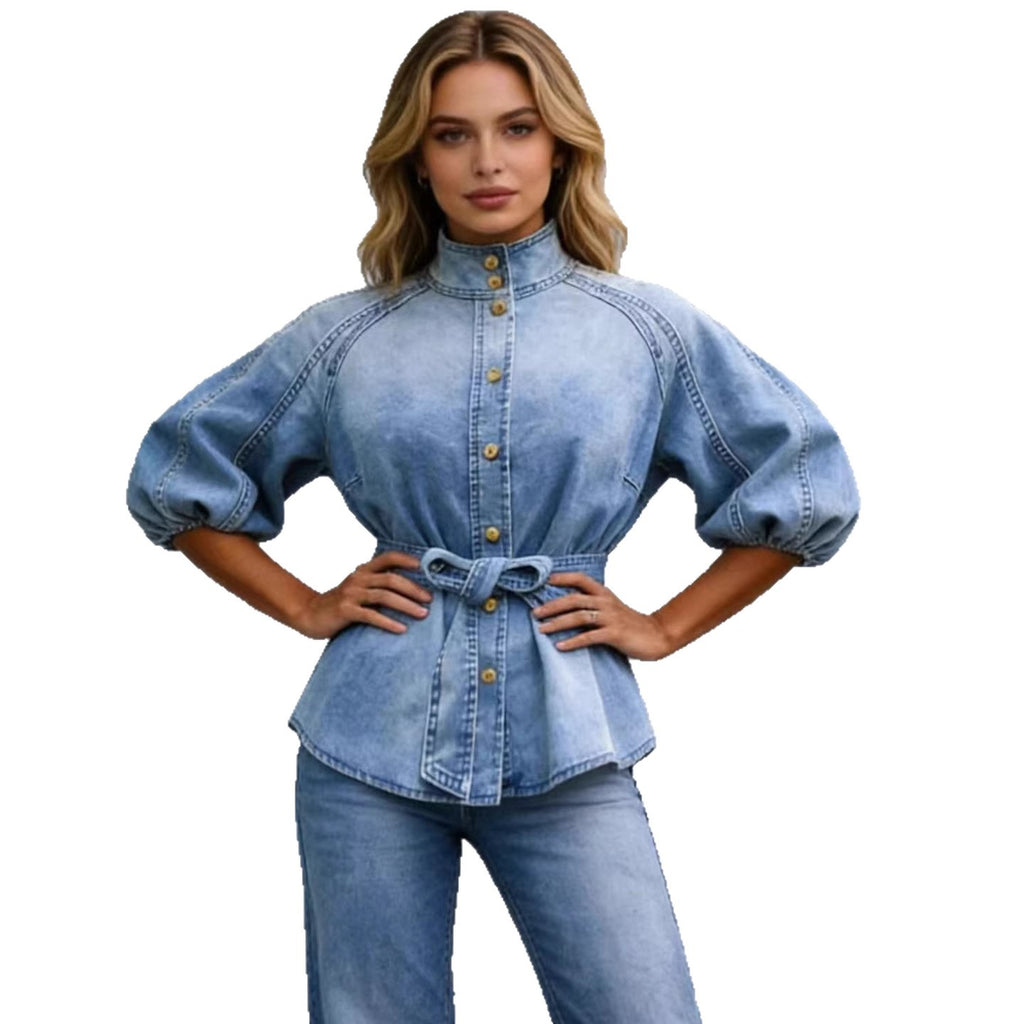 Elegantes Vintage Jeanshemd mit Schnürung