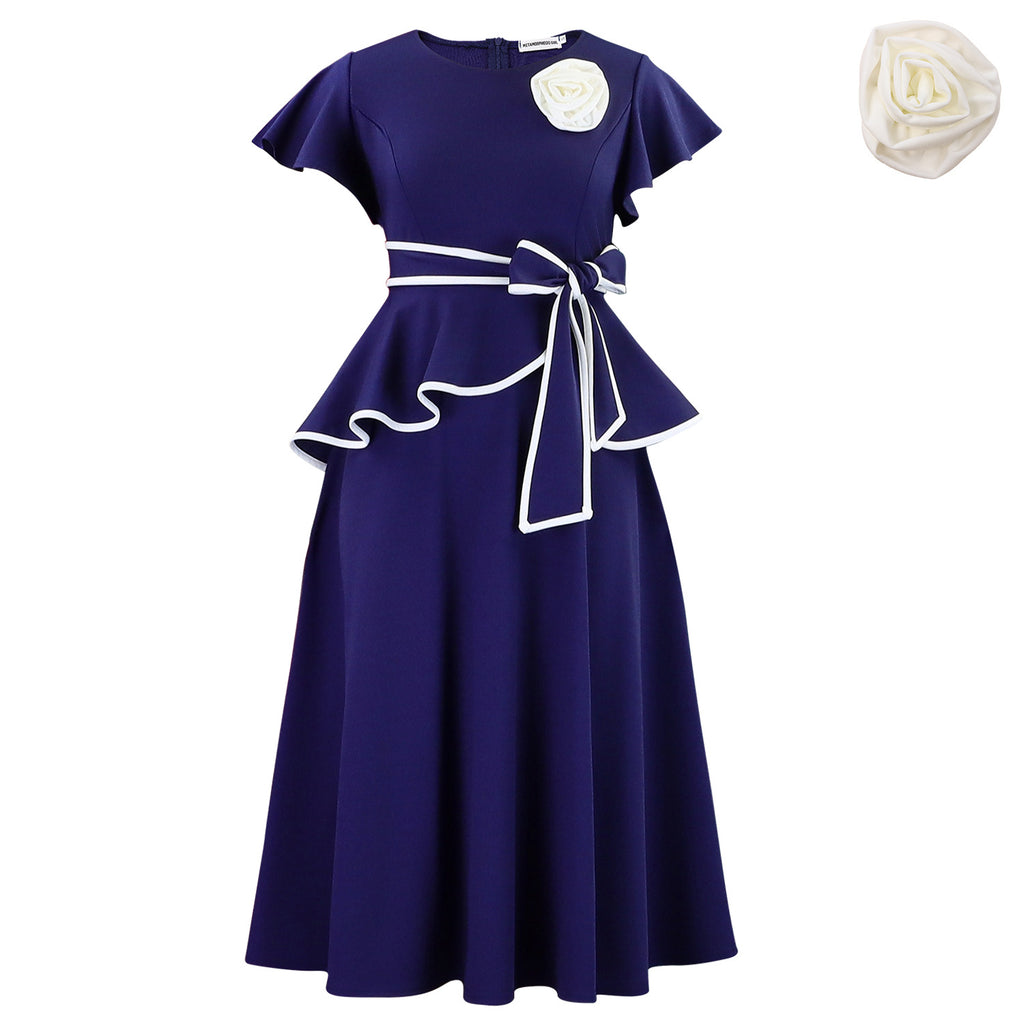 A-Linie Kleid mit Rüschenbündchen – Bild 3 | LuxeStyle