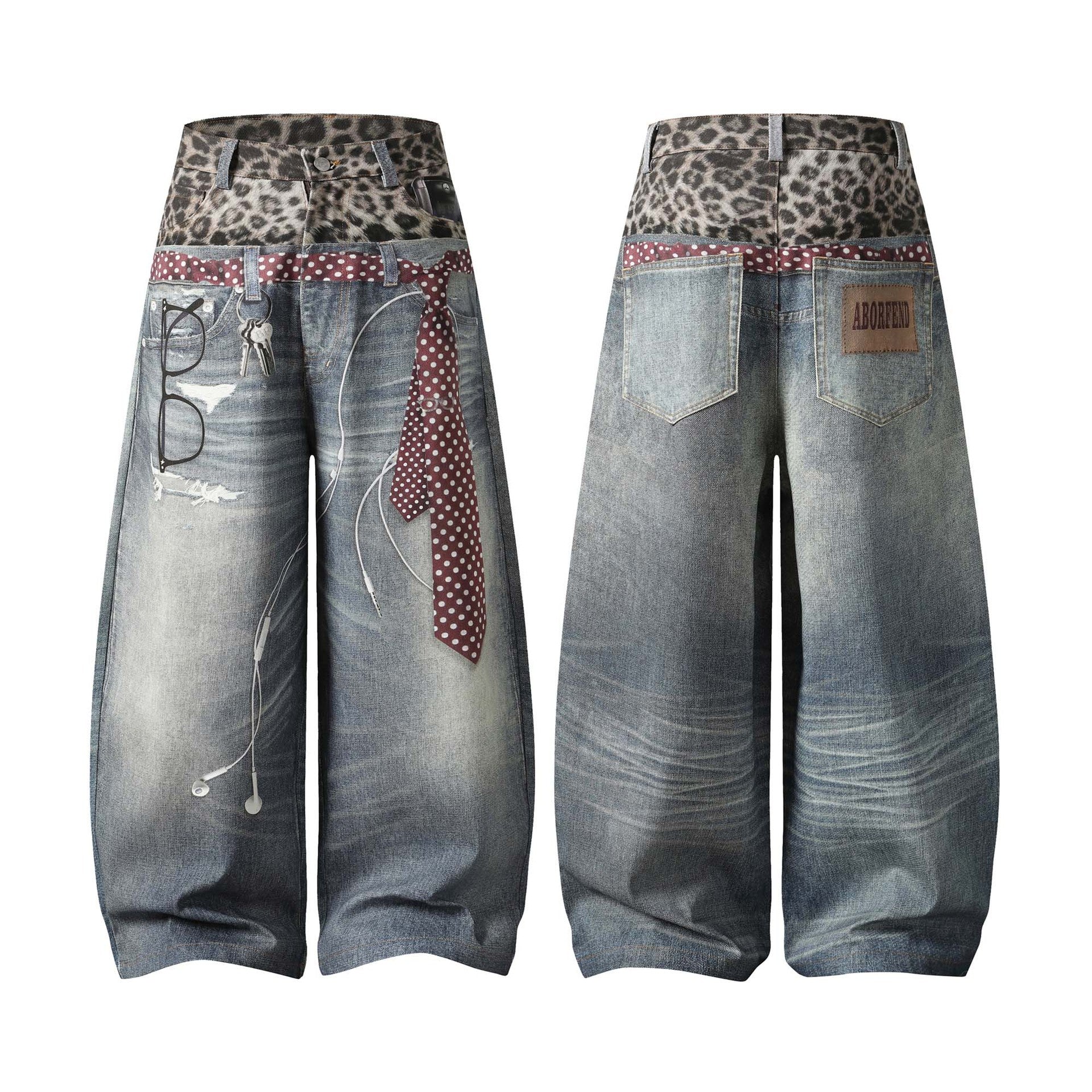 Leopard-Muster Jeans