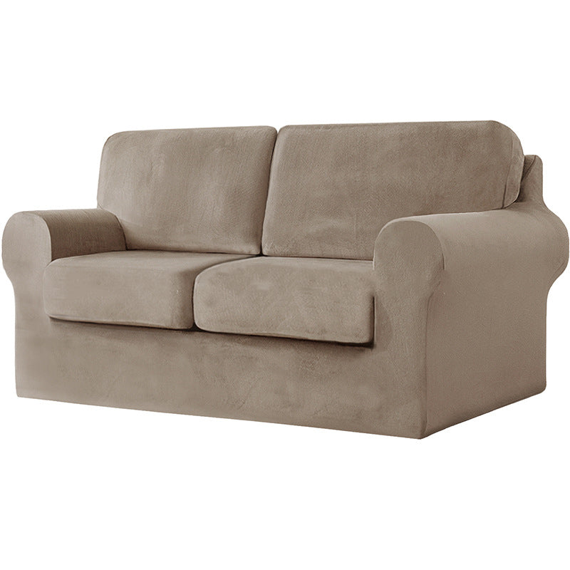 Stretch Samt Sofaüberzug "Silver Fox"