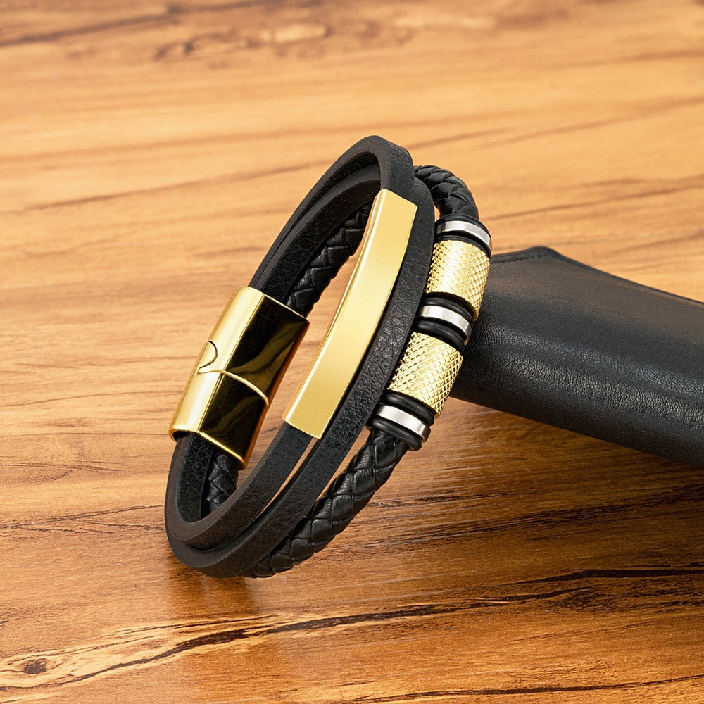 Gold-Leder-Armband mit Anhängern – Bild 5 | LuxeStyle