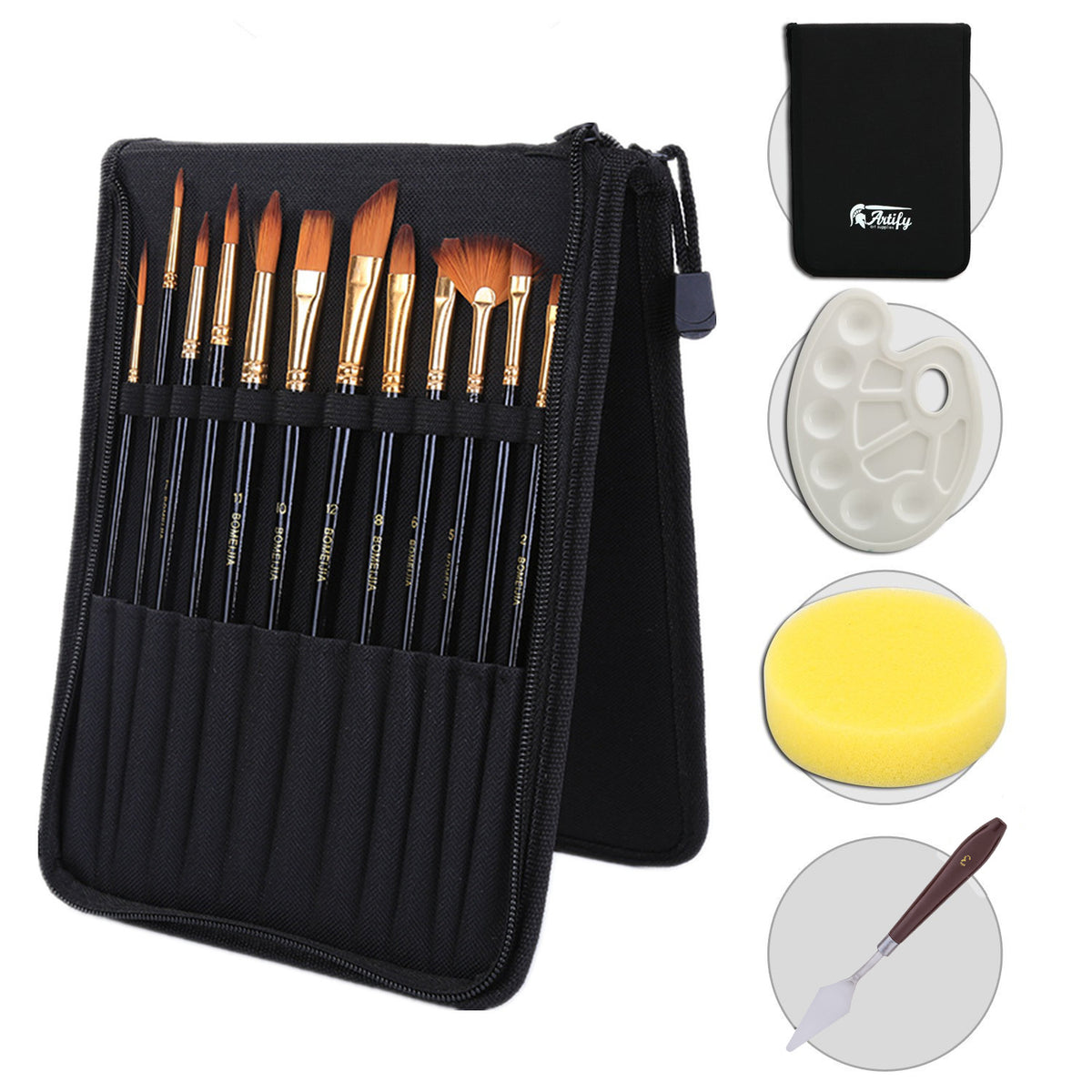 Pinsel-Set mit Leinwandtasche und Zubehör – Bild 1 | LuxeStyle
