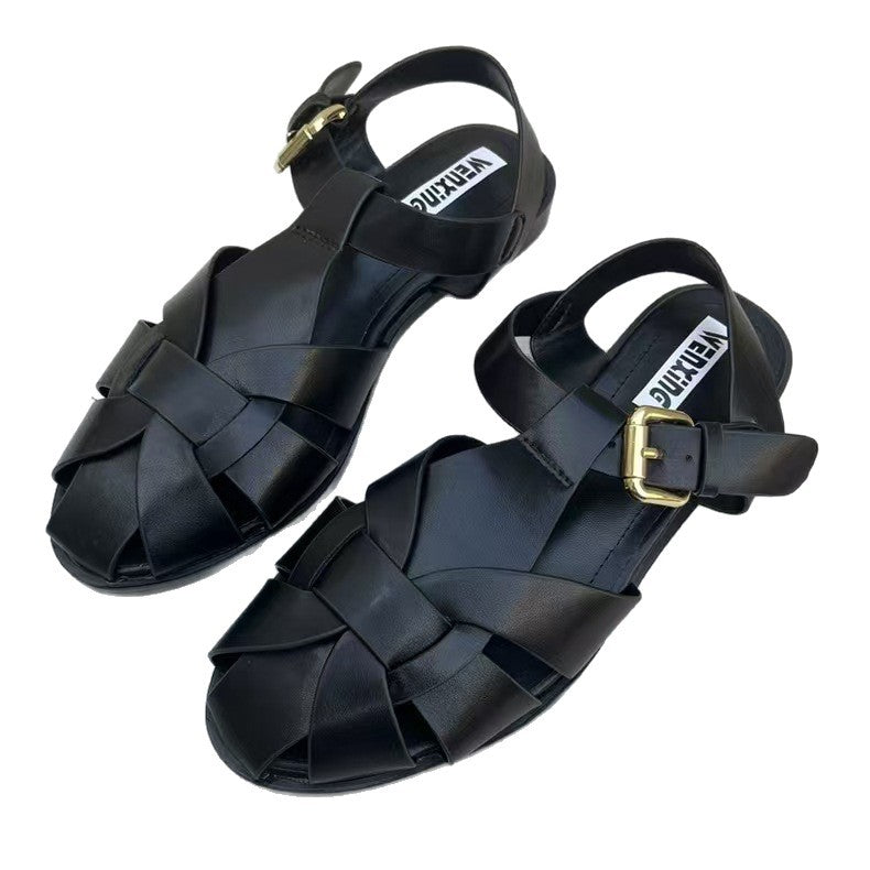 Retro Casual Sandalen mit runder Kappe