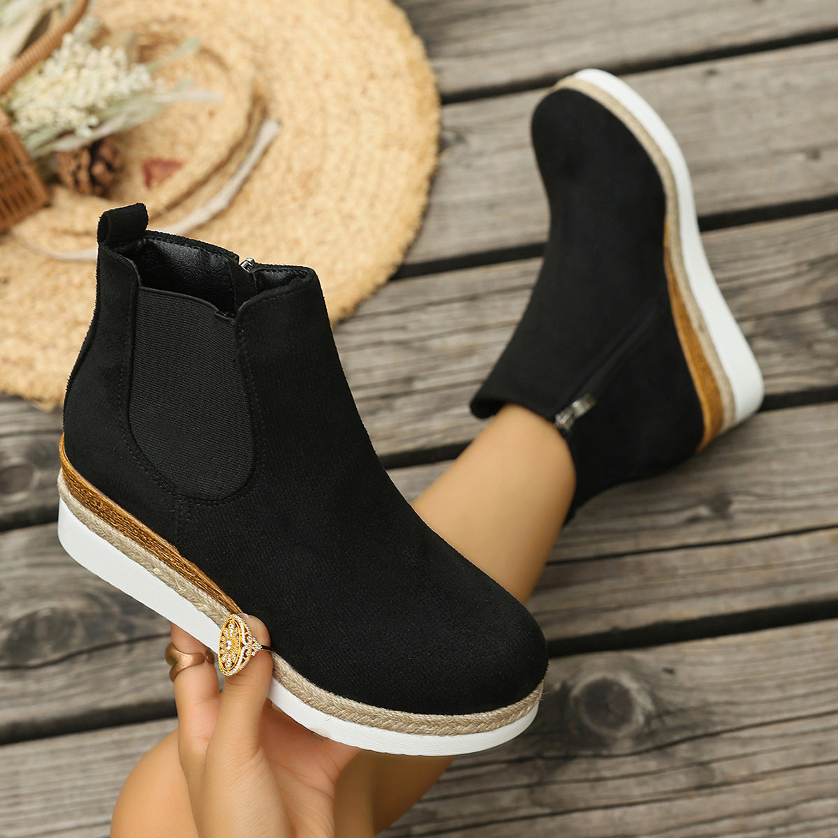 Mid-Calf Wedge Stiefeletten – Bild 6 | LuxeStyle