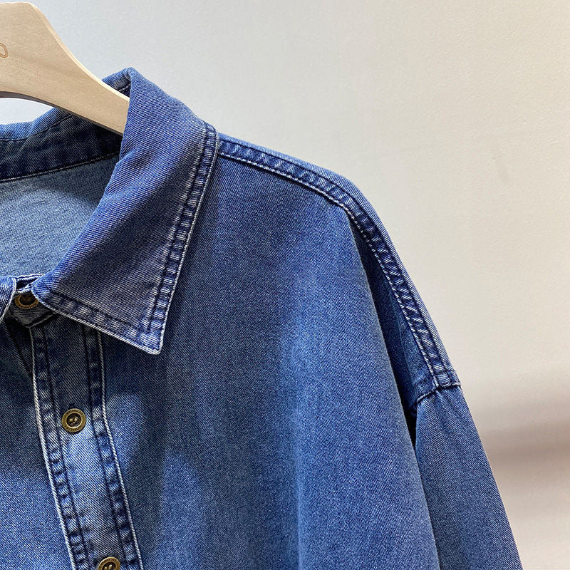 Vintage Denim-Hemd im Hong Kong Stil