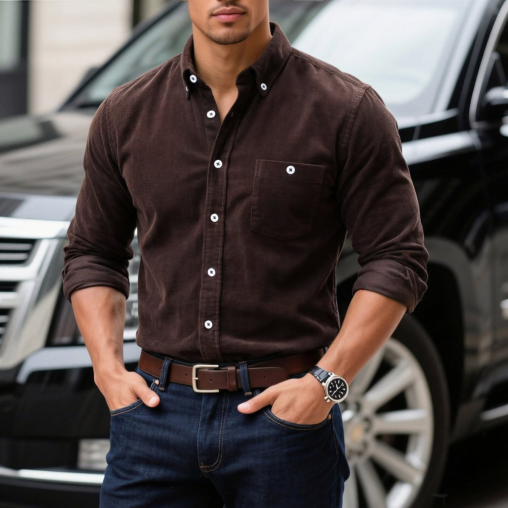Corduroy Langarmshirt für Herren – Ansicht 3