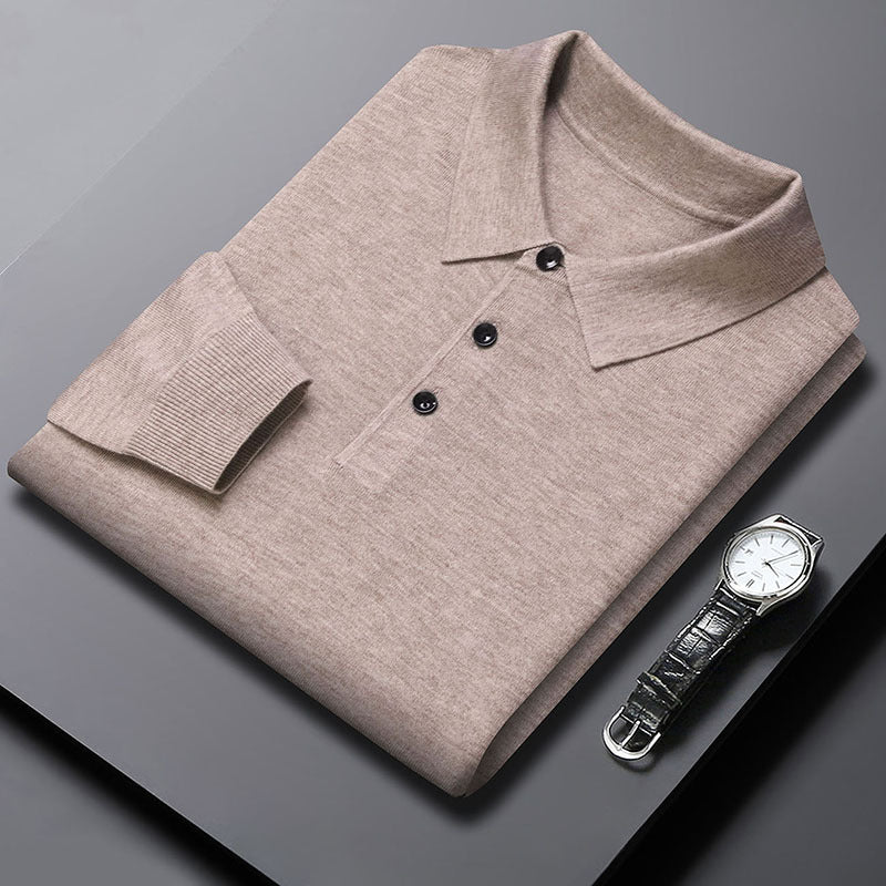 Poloshirt mit Rundhalsausschnitt, gestrickter Pullover – Bild 10 | LuxeStyle