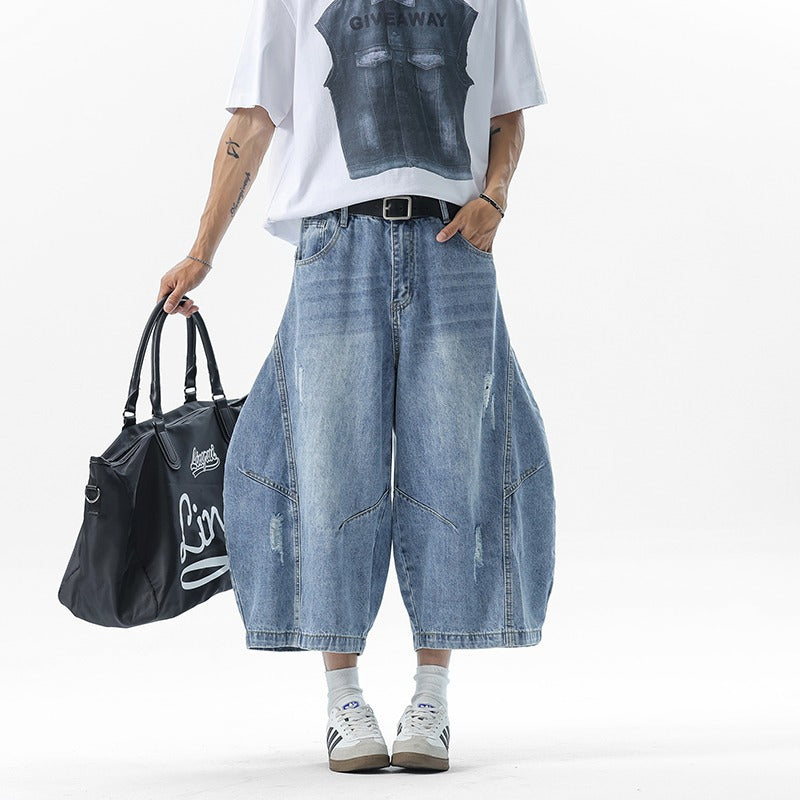 Retro Cropped Wide Leg Jeans