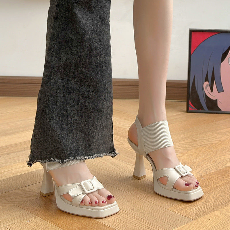 Suede Stiletto Sandalen