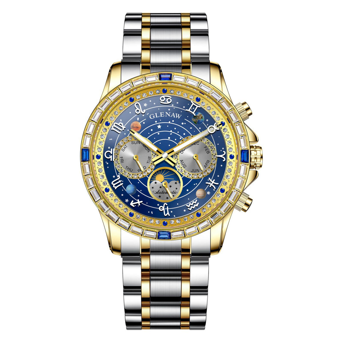 Herren Automatikuhr mit Strass-Akzenten – Bild 3 | LuxeStyle