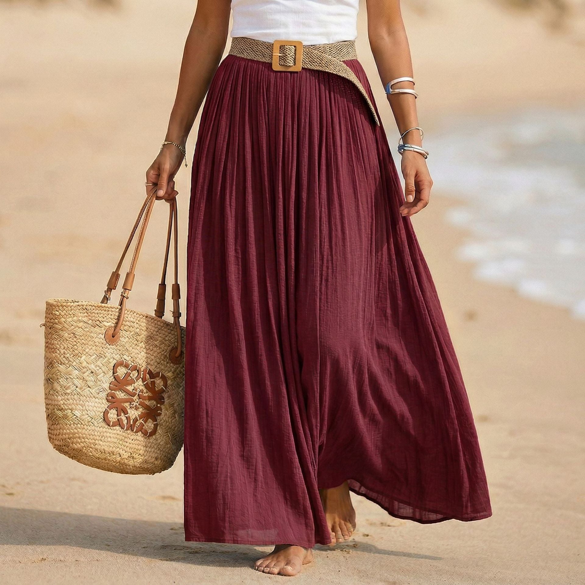 Maxi-Rock mit elastischem Bund für Urlaubs- & Strandlook