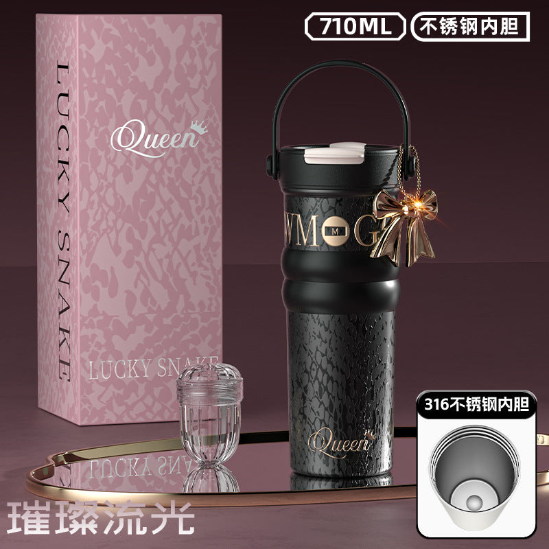 Isolierte Wasserflasche mit Deckel