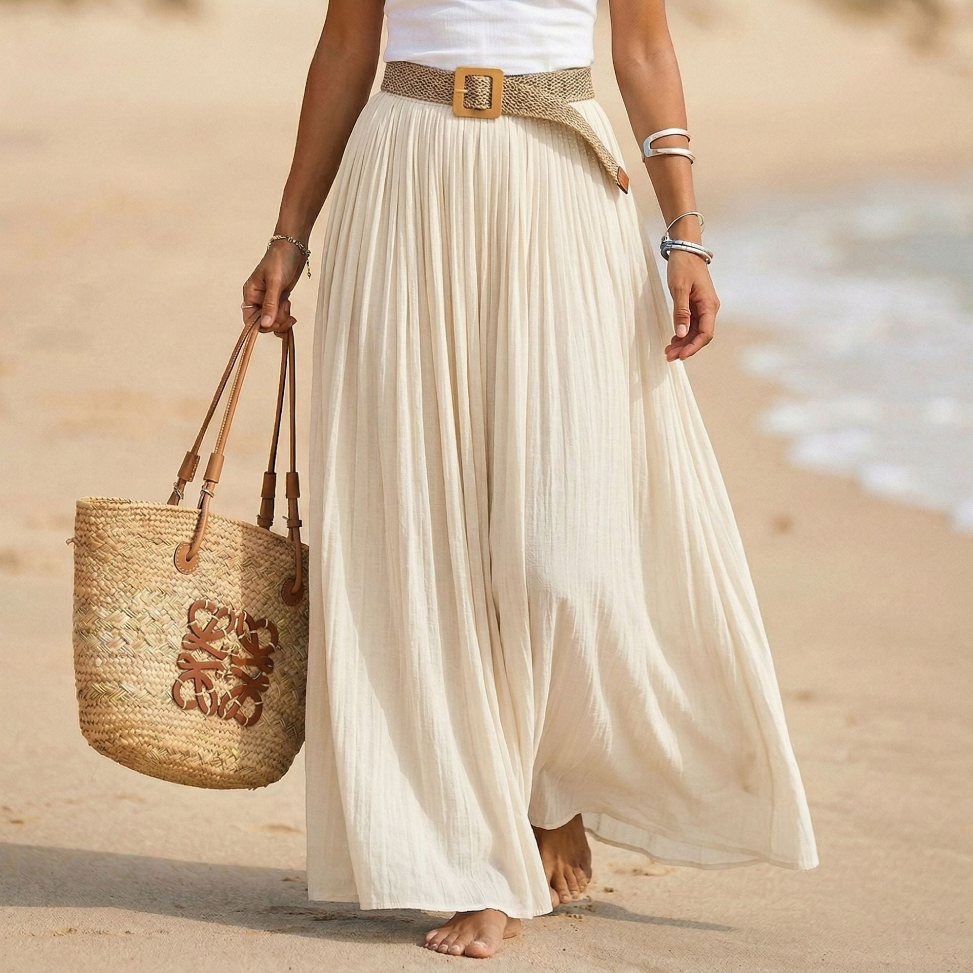 Maxi-Rock mit elastischem Bund für Urlaubs- & Strandlook
