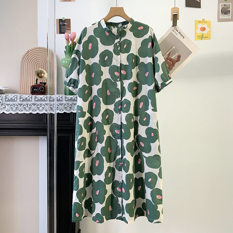 Blumiges Langarmkleid aus Popeline – Bild 5 | LuxeStyle