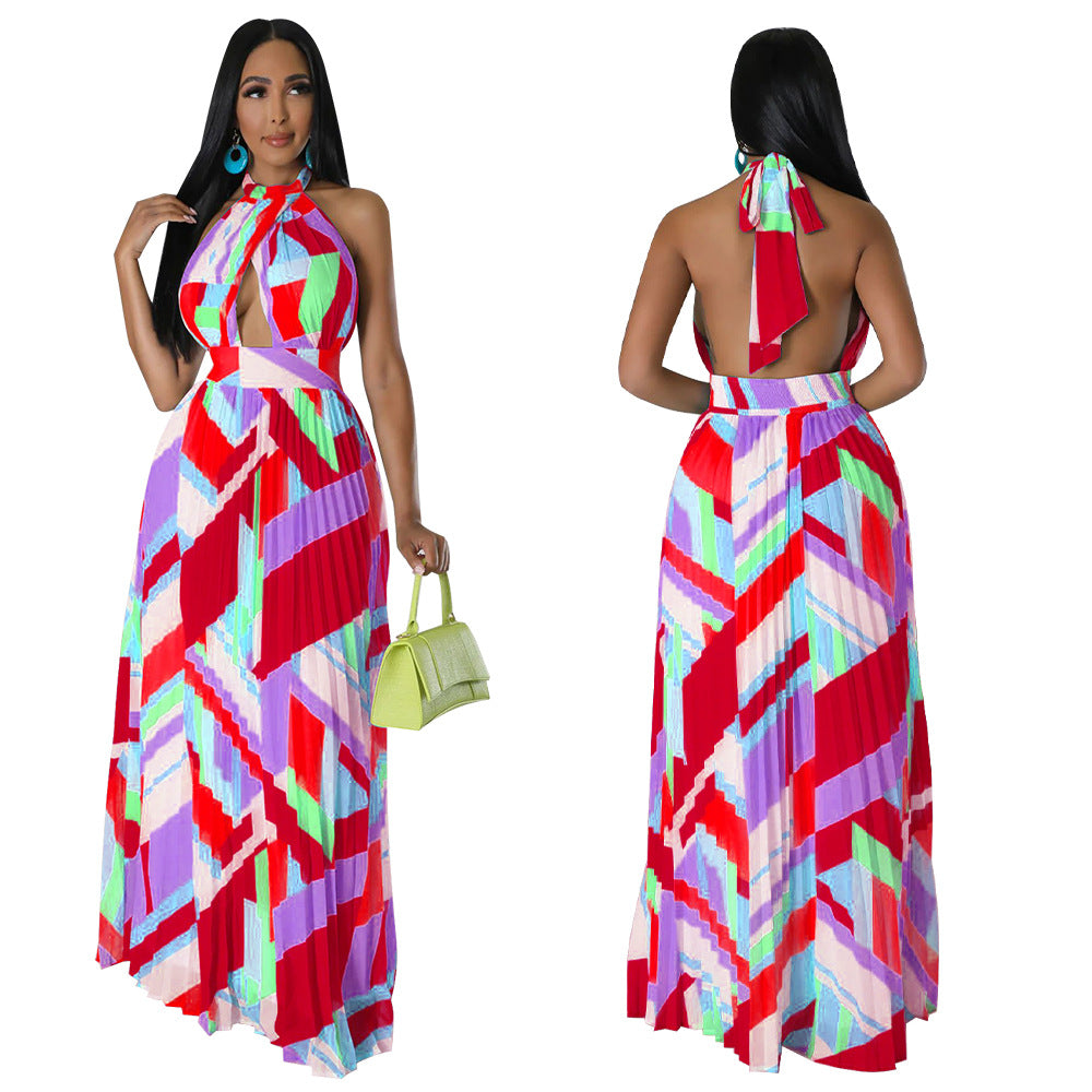 Neckholder Plissee Maxi-Kleid mit Rückenausschnitt – Bild 9 | LuxeStyle