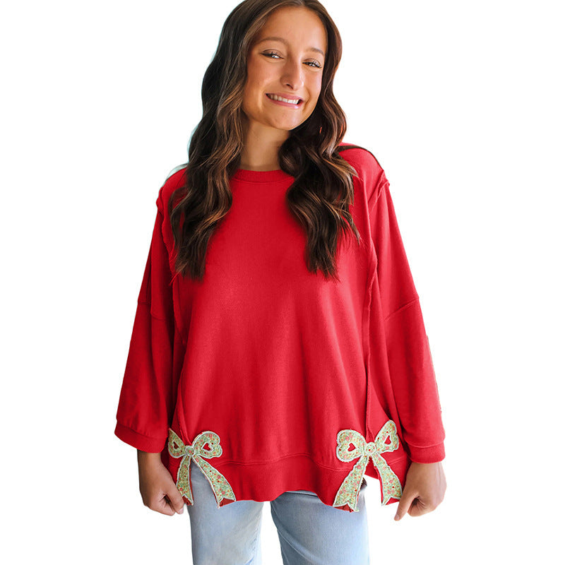 Designer-Patchwork Hoodie mit Schleife