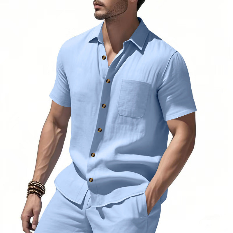 Herren Kurzarmhemd – Einfarbig, Slim Fit
