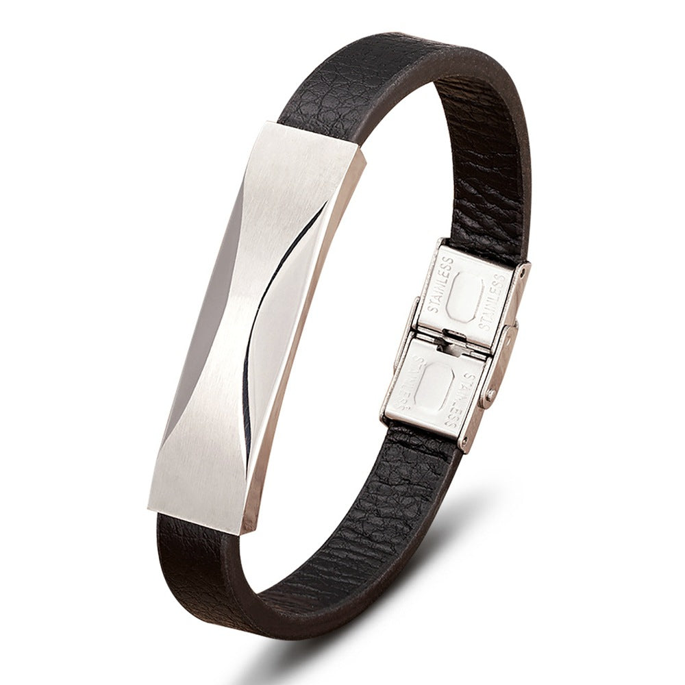 Herren-Lederarmband mit geometrischem Muster – Bild 8 | LuxeStyle