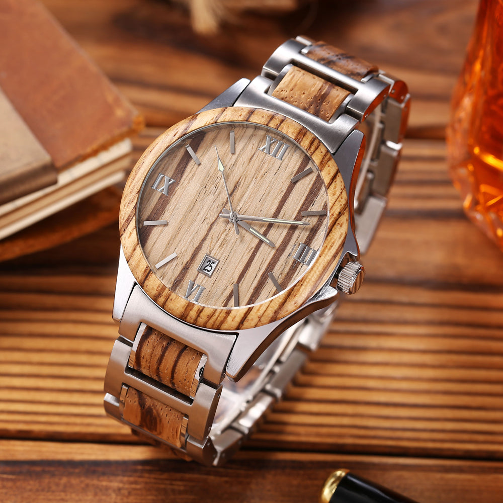Herren Quarzuhr aus Holz und Edelstahl – Bild 8 | LuxeStyle