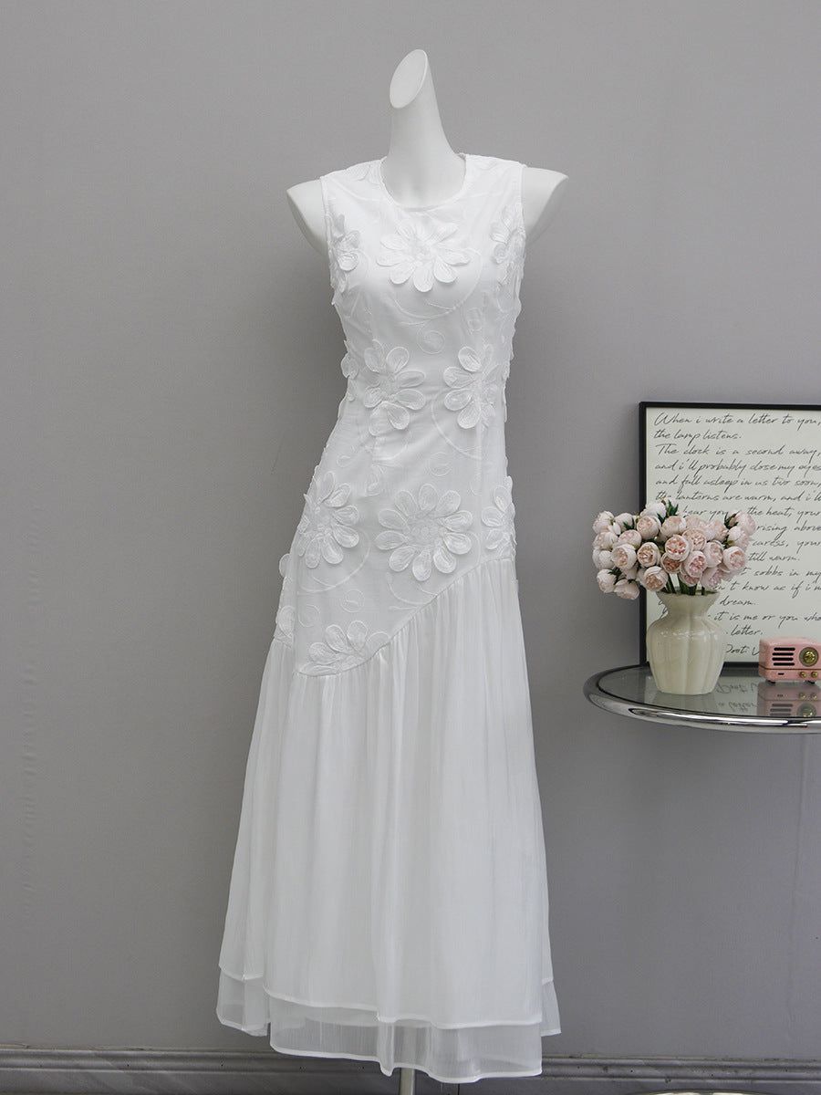 Besticktes, ärmelloses Maxikleid für Damen