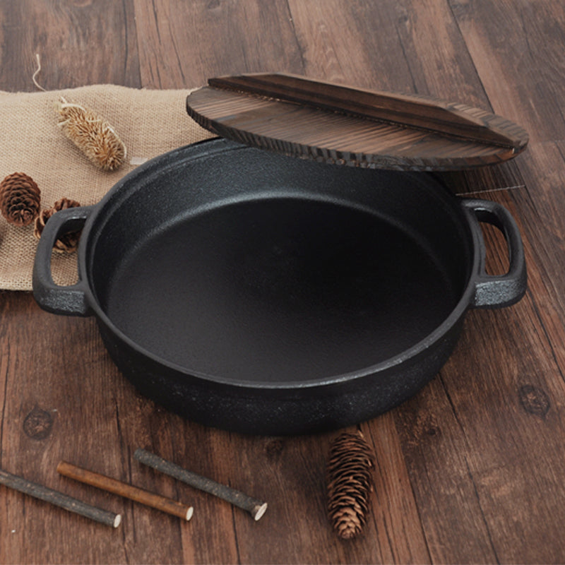Gusseisenpfanne mit Holzdeckel | LuxeStyle