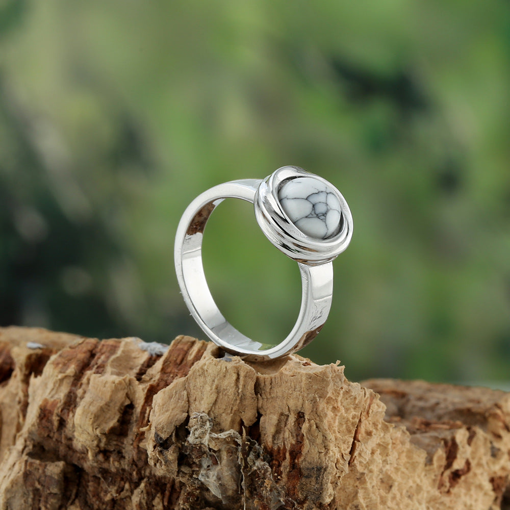 Titanstahl-Ring mit Katzenaugen-Stein
