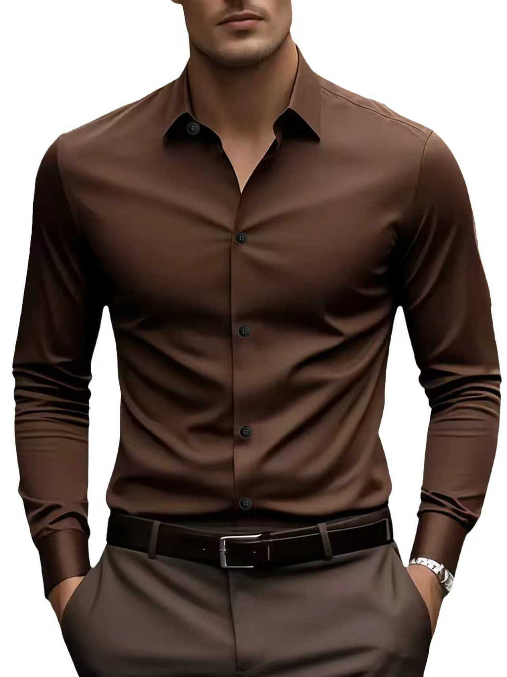 Langarmhemd Slim Fit – diverse Farben – Bild 13 | LuxeStyle