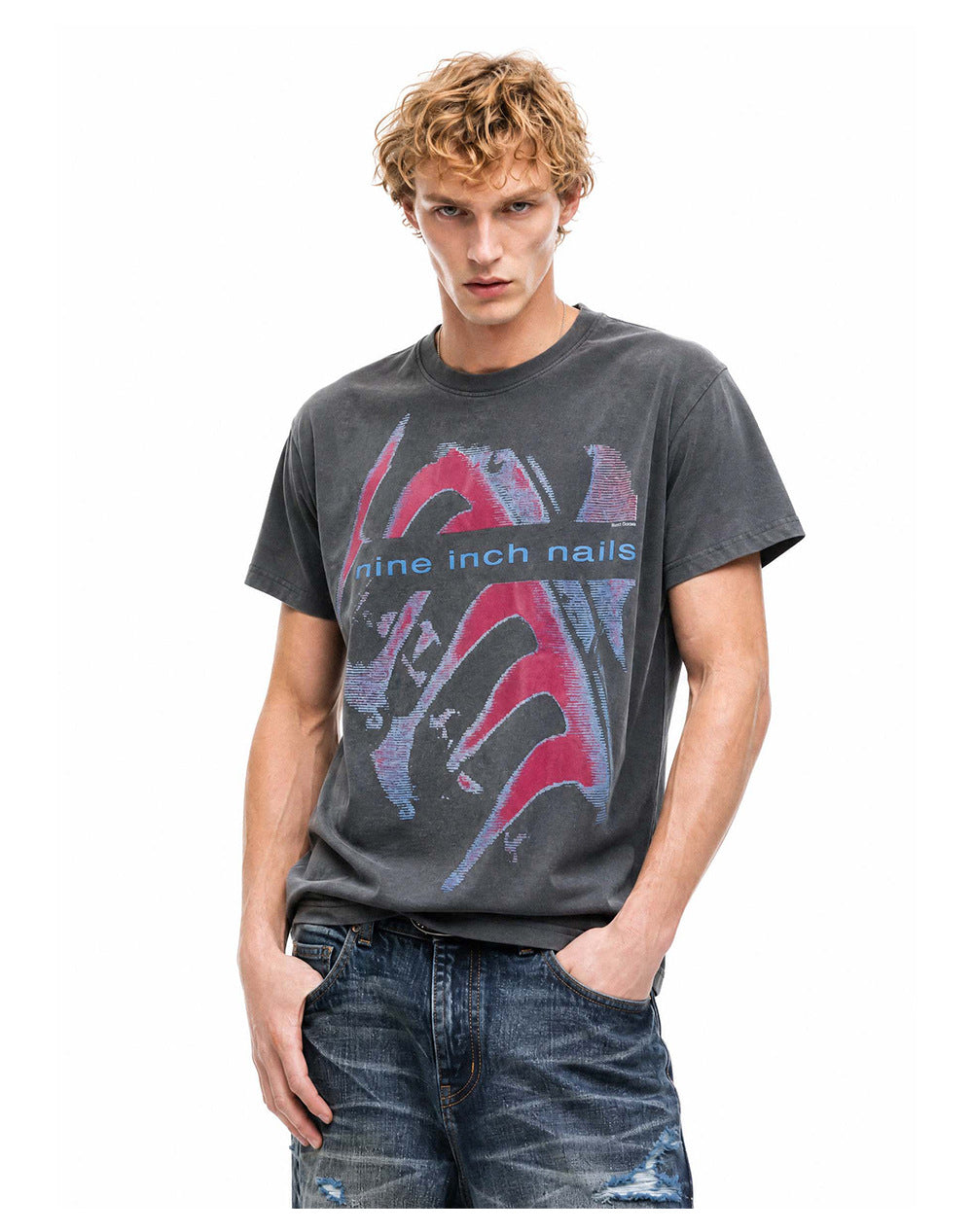 Vintage T-Shirt mit Print und Waschung