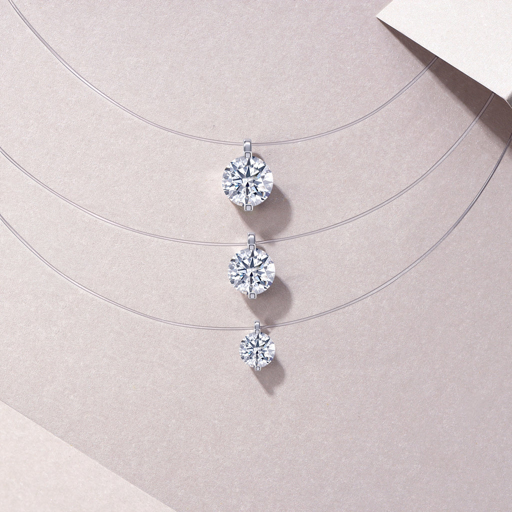 Moissanite Solitaire Halskette, Platinbeschichtet