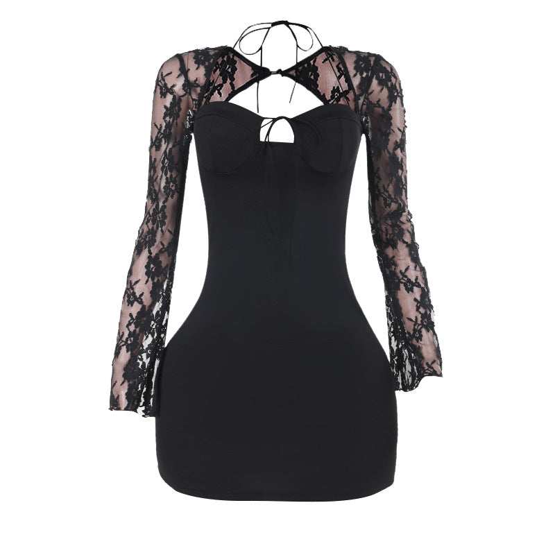 Damenlacke Langarm Sheath Kleid