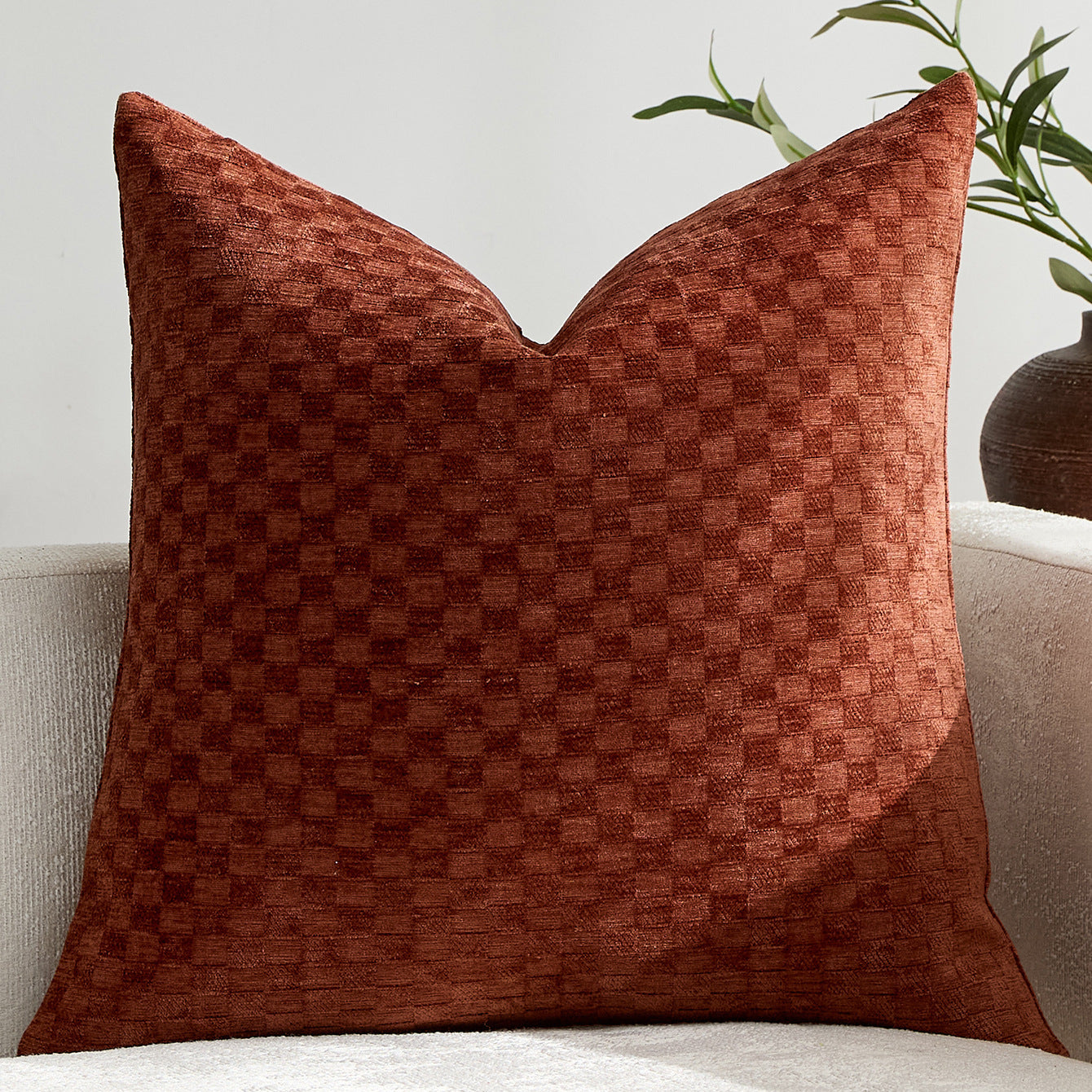 Chenille Kissenhülle mit 3D-Kleinwürfelmuster