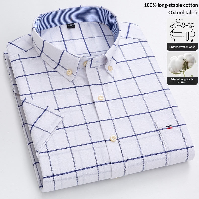 Herren Oxford Baumwollhemd Kurzarm