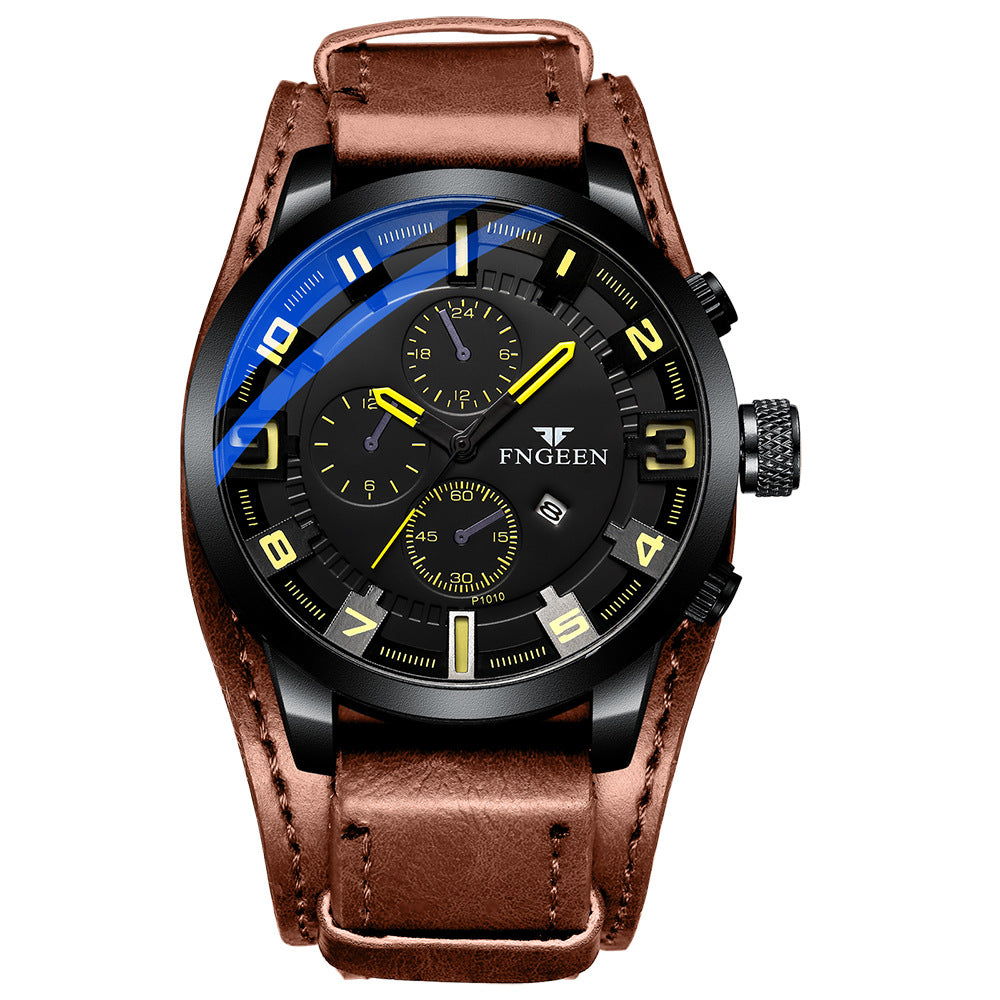 Wasserdichte Quarzuhr mit Nubuklederarmband – Bild 5 | LuxeStyle