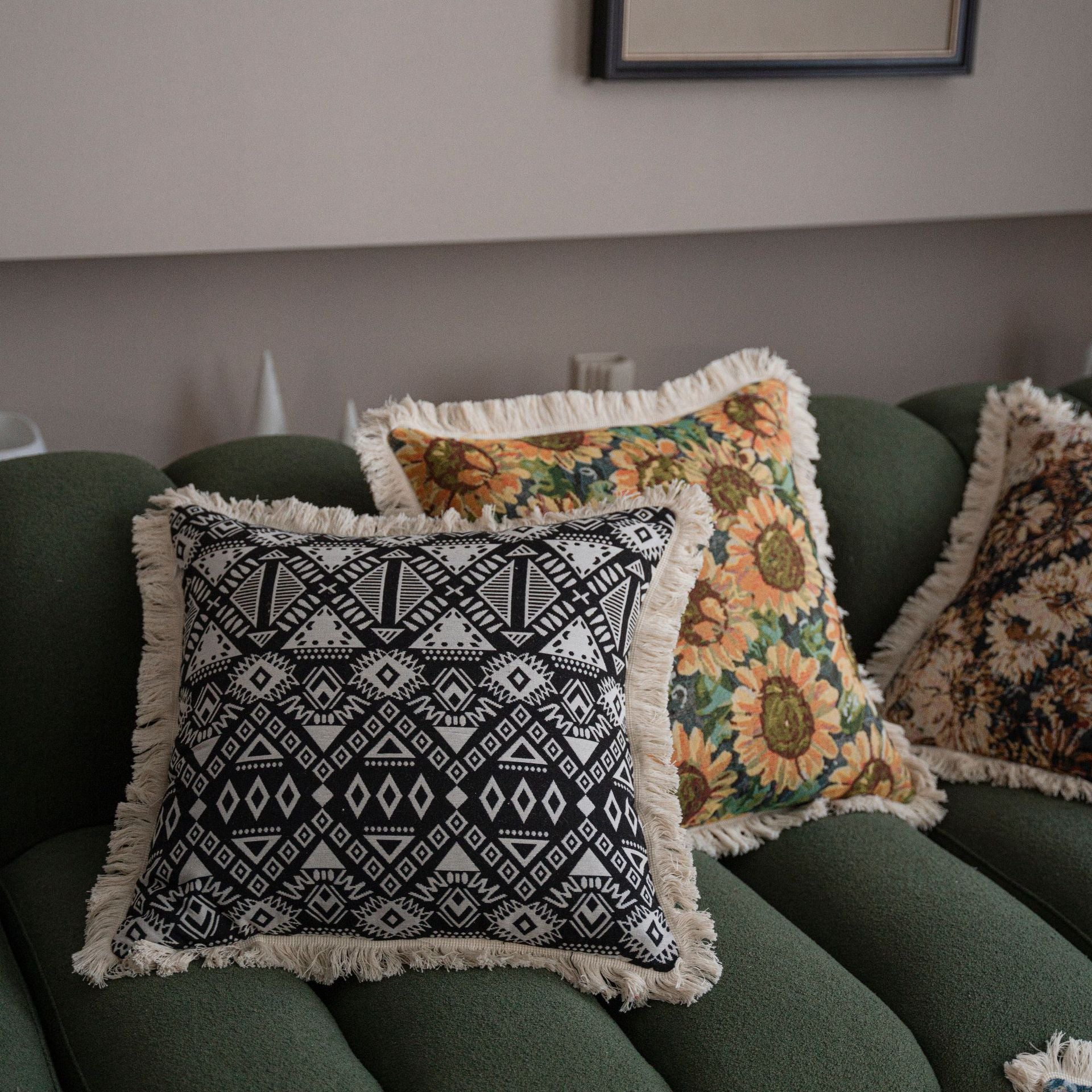 Jacquard Kissenbezug mit Pflanzenmuster