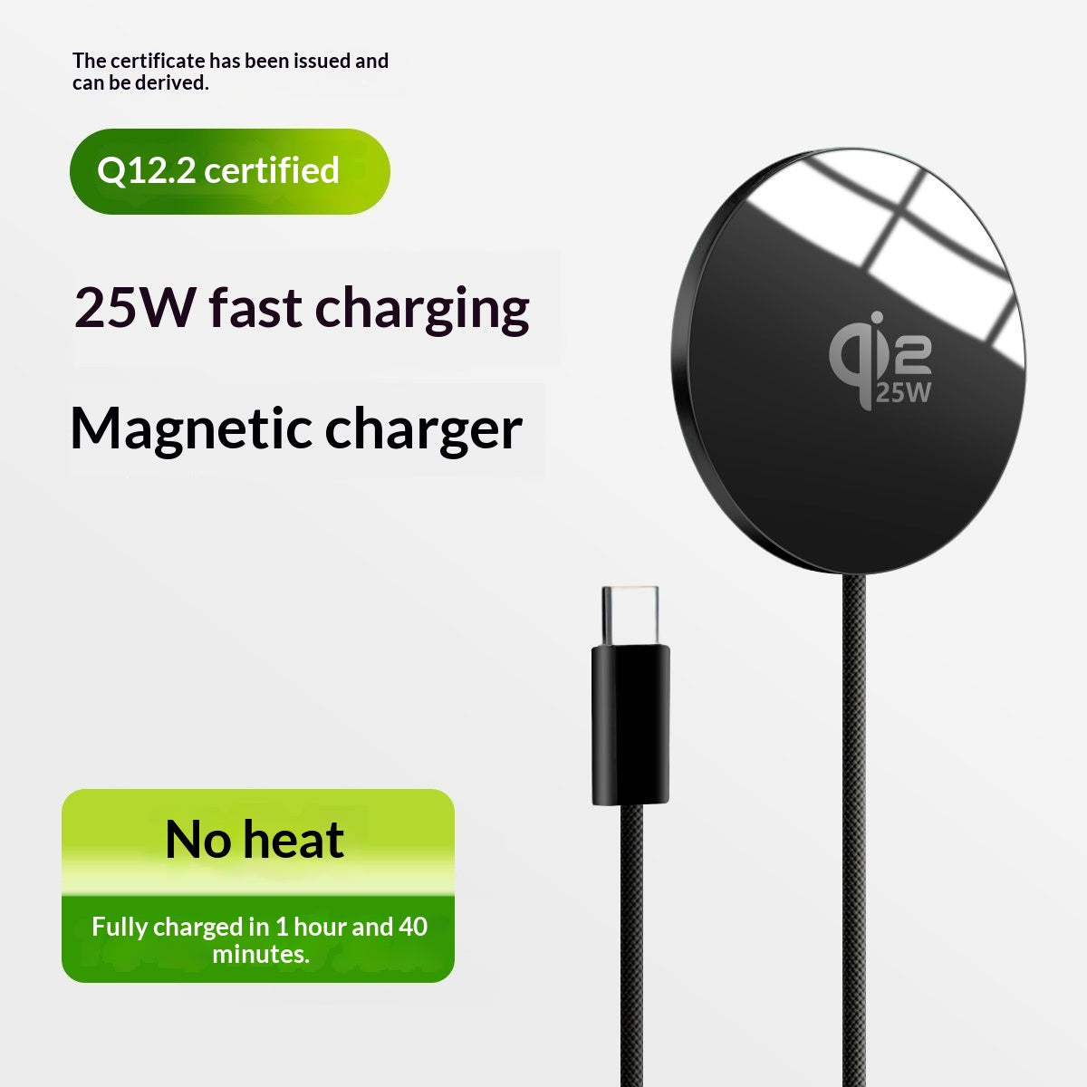 Tragbares magnetisches Wireless-Ladegerät mit Kabel