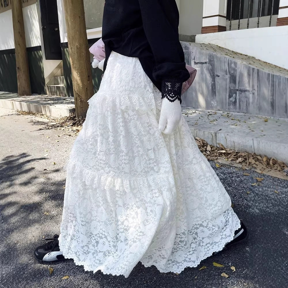 High-Waist Minirock mit Spitze