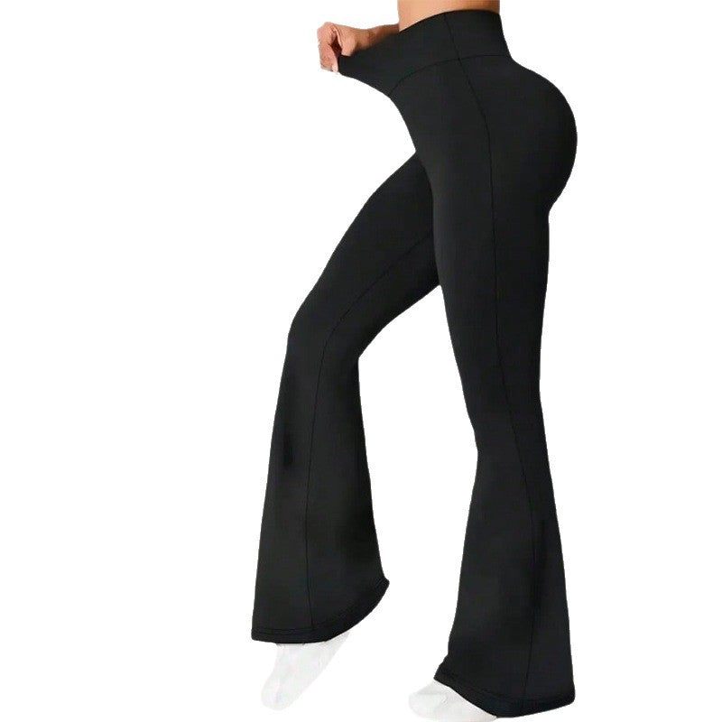Dünne High-Waist Yoga Leggings mit weitem Bein