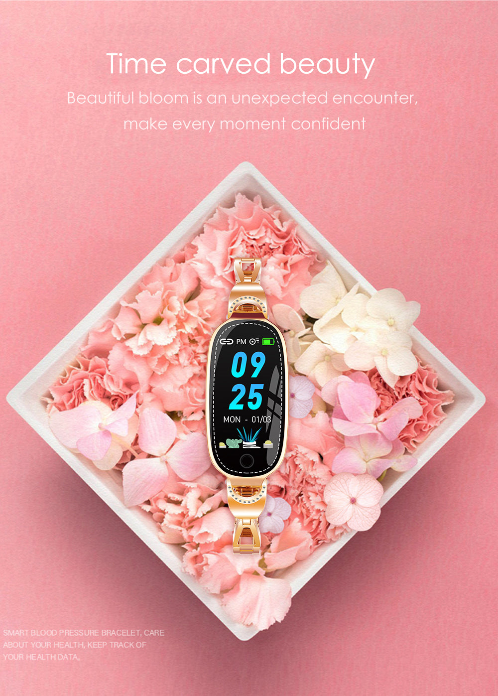 F18 Smartwatch mit Metallarmband für Damen