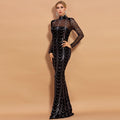 Pailletten Maxi-Kleid mit langen Ärmeln – Bild 1 | LuxeStyle