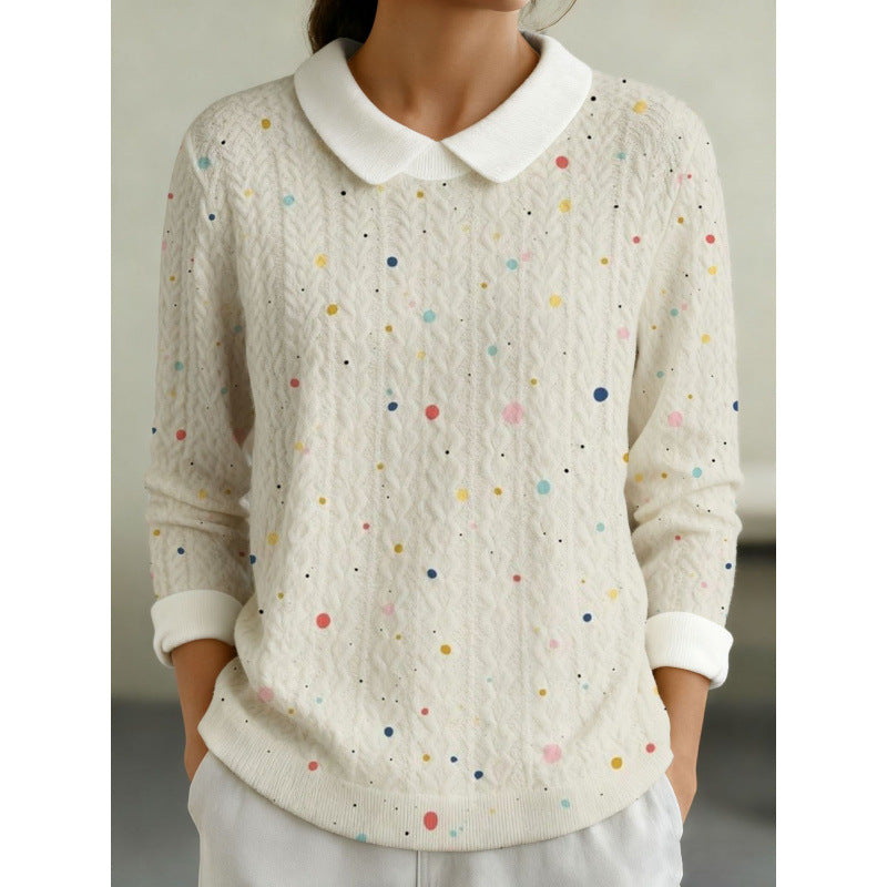 Bedrucktes Langarmshirt mit Reverskragen