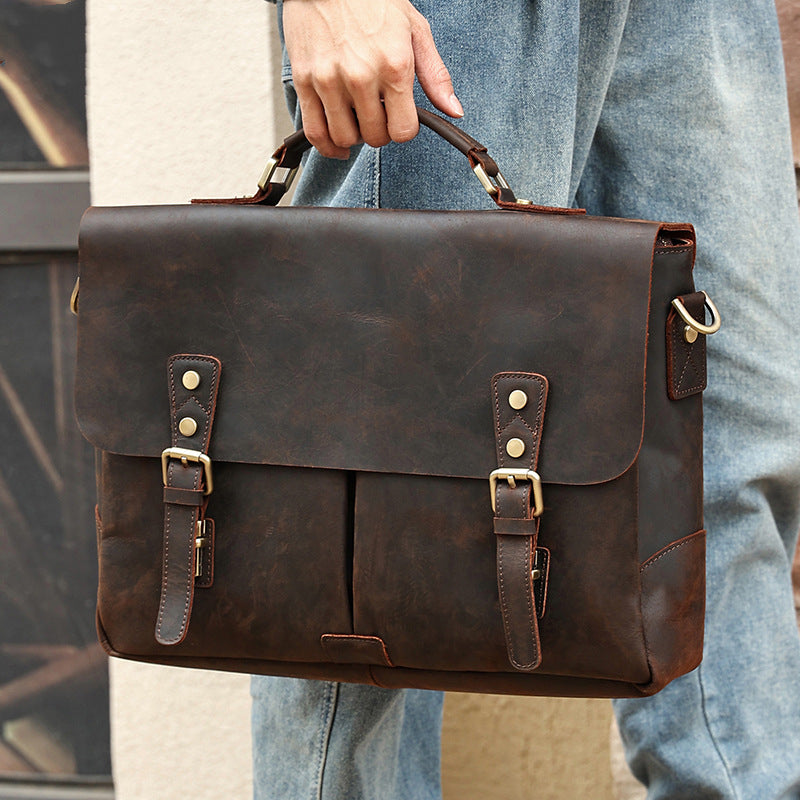 Herren Messenger Umhängetasche aus echtem Leder – Bild 5 | LuxeStyle